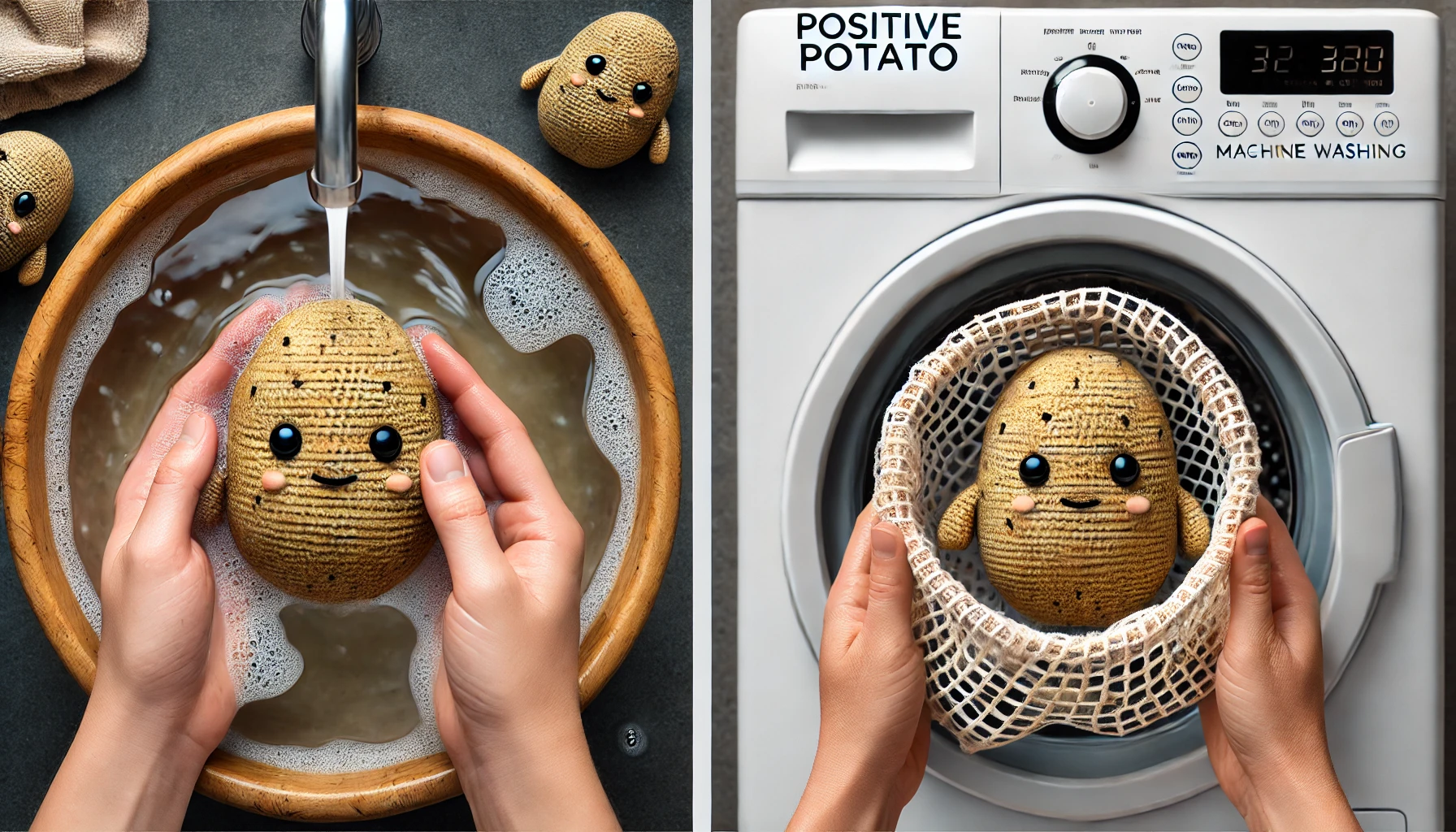 handwashing and machine washing the crochet dolls