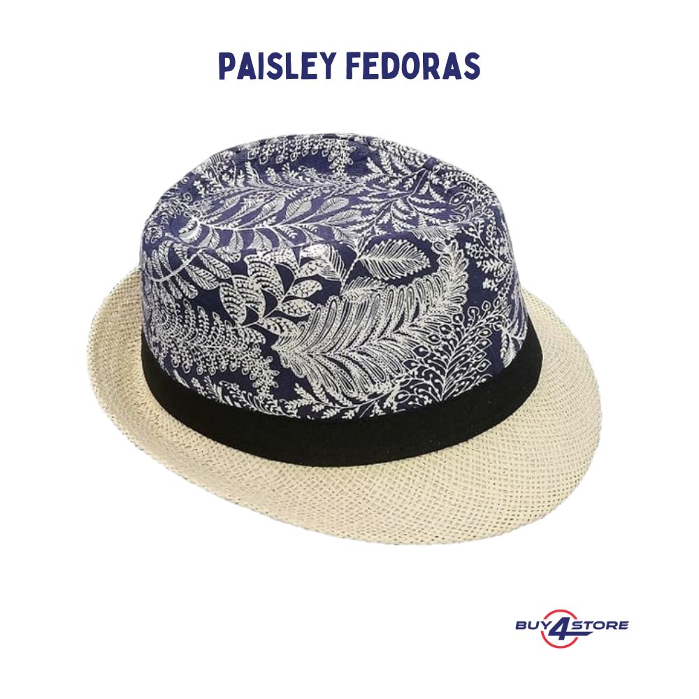 paisley design crown trilby fedora hat