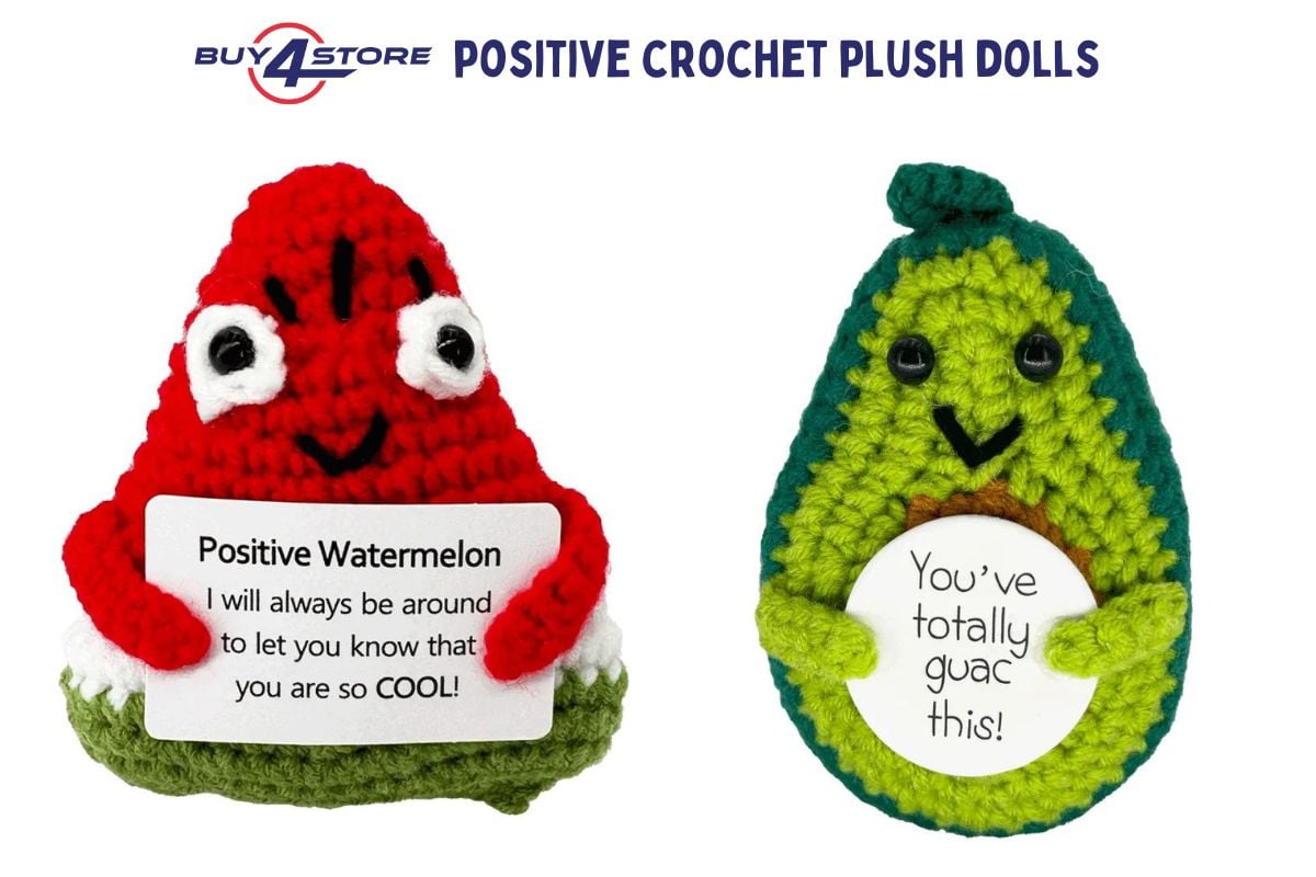 positive crochet fruit dolls