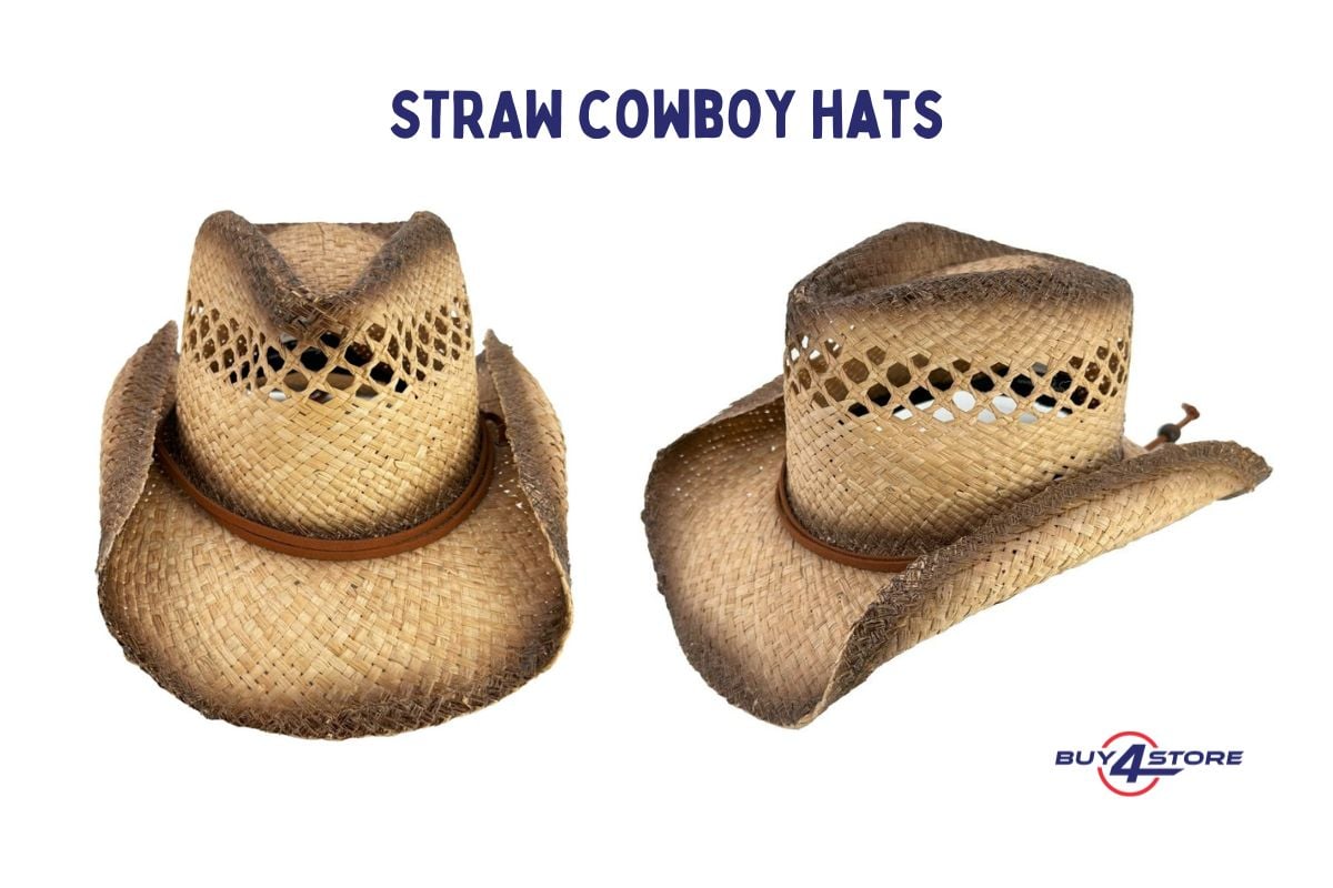 straw cowboy hat with leather band