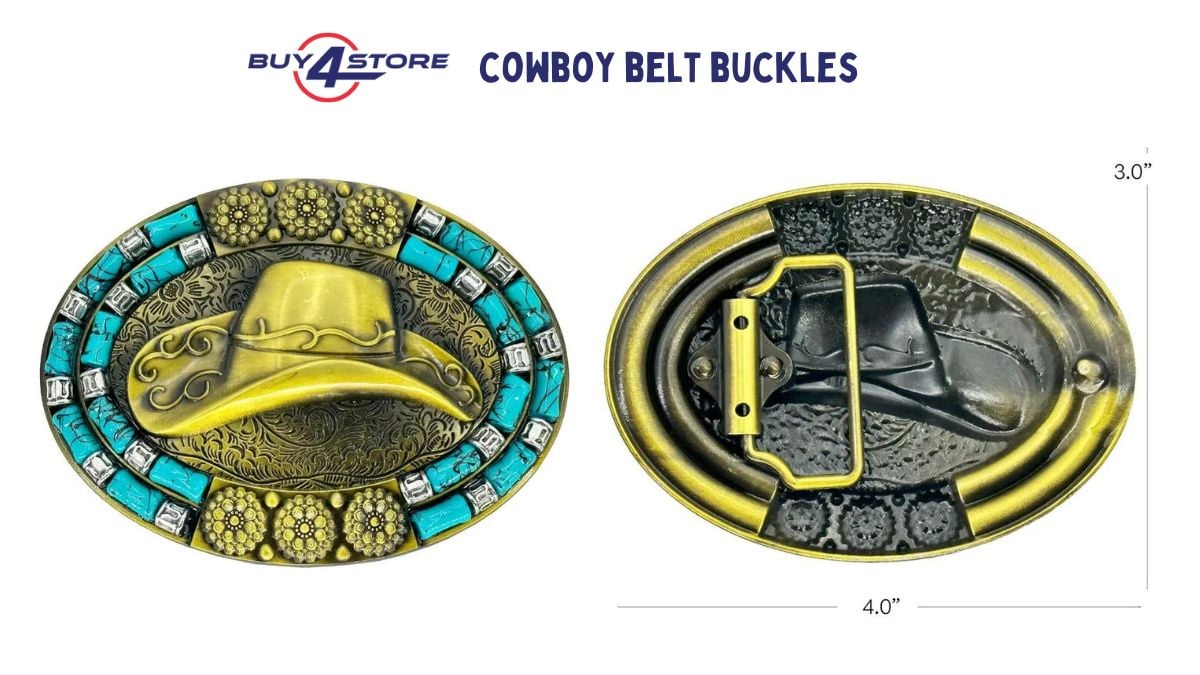 cowboy hat design turquoise beaded belt buckles from buy4store