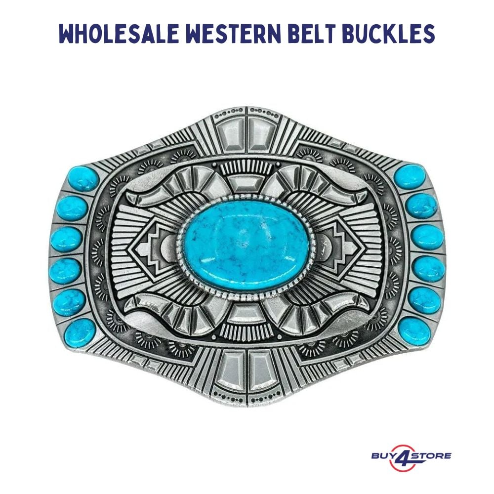 turquoise beaded western belt buckle