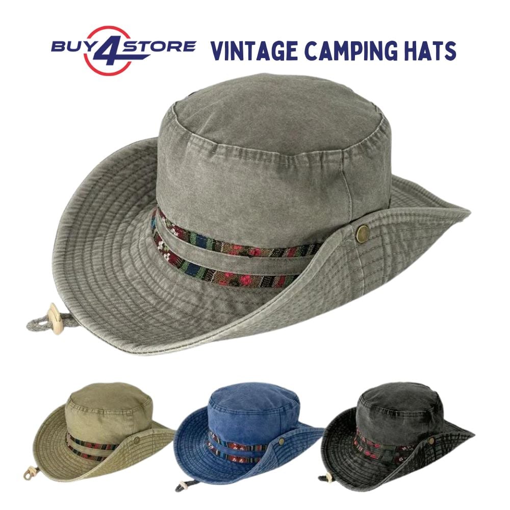 vintage cotton camping hats in bulk