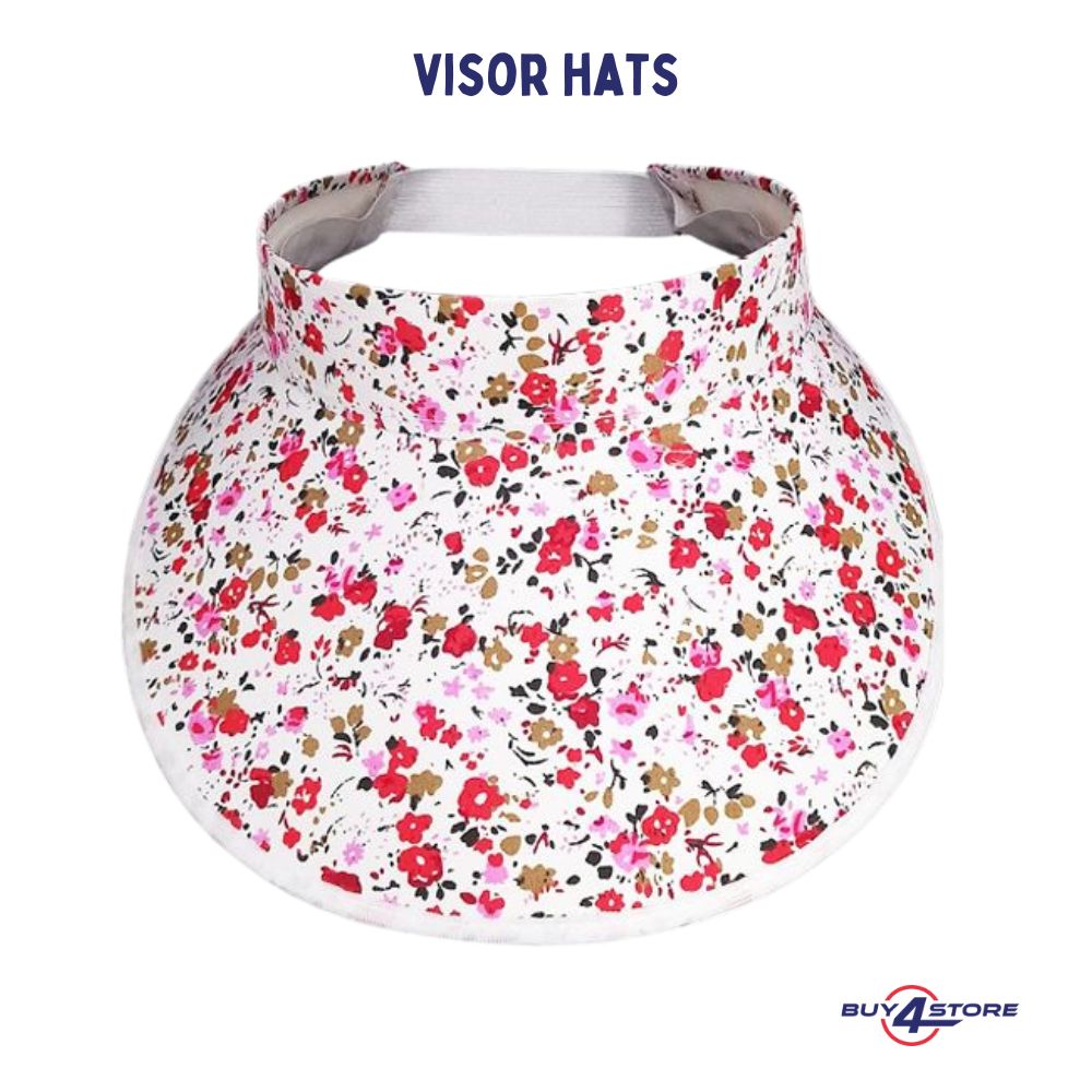 floral design white visor hat