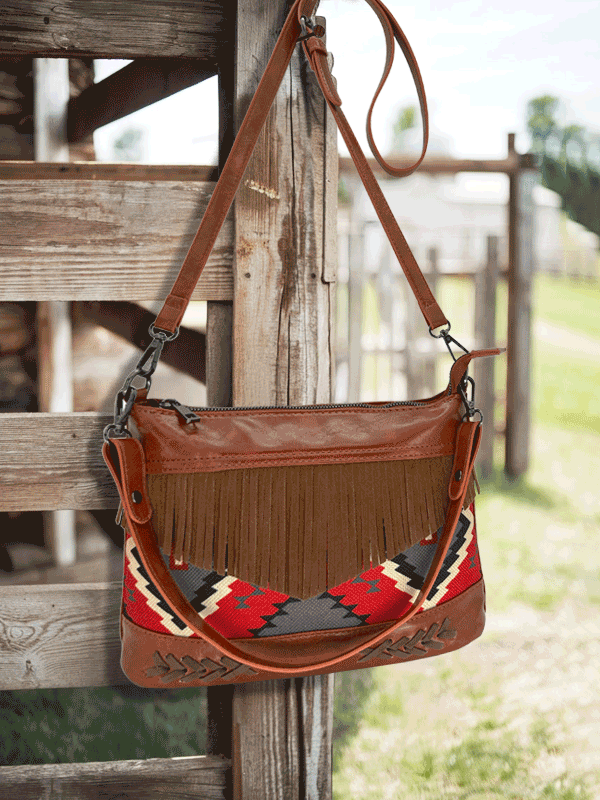 western leather bag on the hook