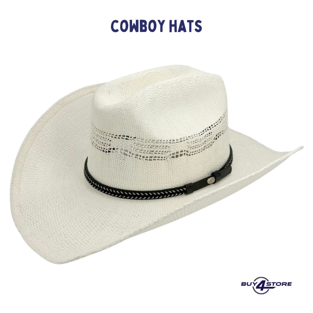 white cowboy hat with cattleman crown