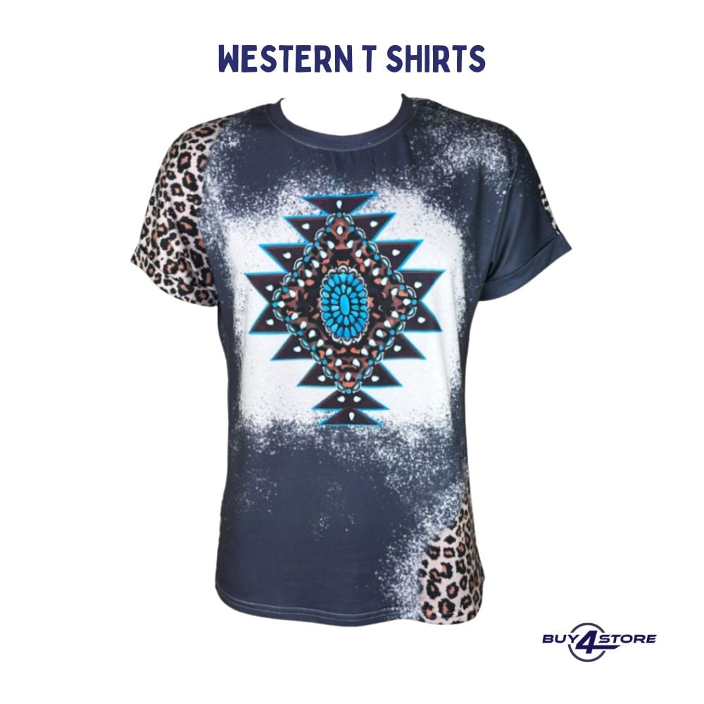 western t shirts with aztec design and turquoise colors